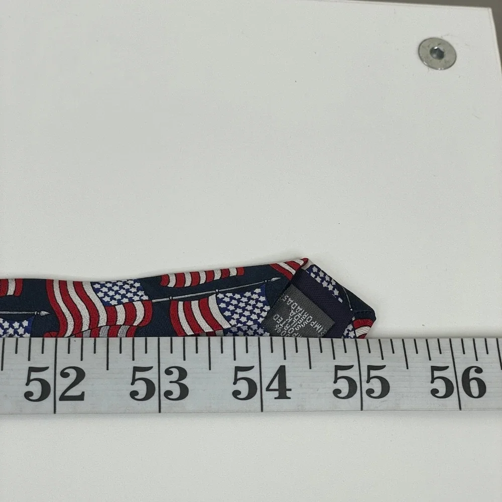 Vintage American Flag Necktie Mens Silk Patriotic USA 250th July 4th Large Print